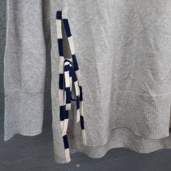 J Crew Sweater Women M Gray 100% Merino Wool Side Tie Long Sleeve Knit Tunic NEW - Picture 2 of 11